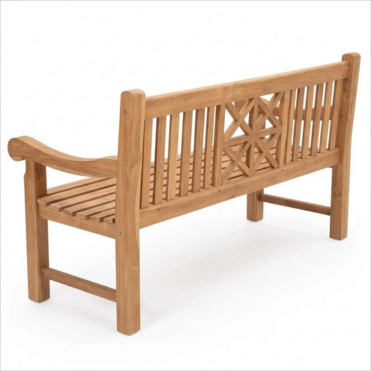 Ergonomische Teakholz-Gartenbank mit Vollholz-Sitzfläche, 200 cm