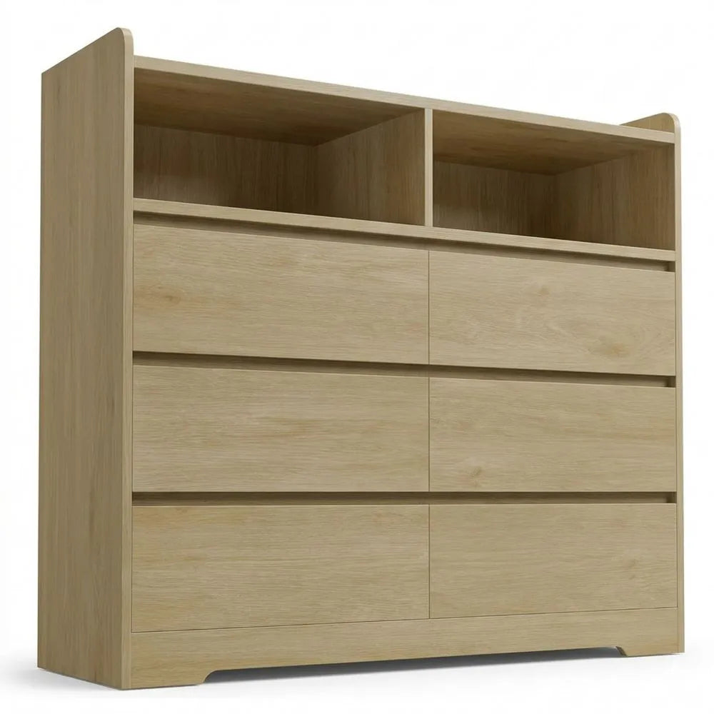 Großer Schubladenschrank für Wohn- und Schlafzimmer, Eiche