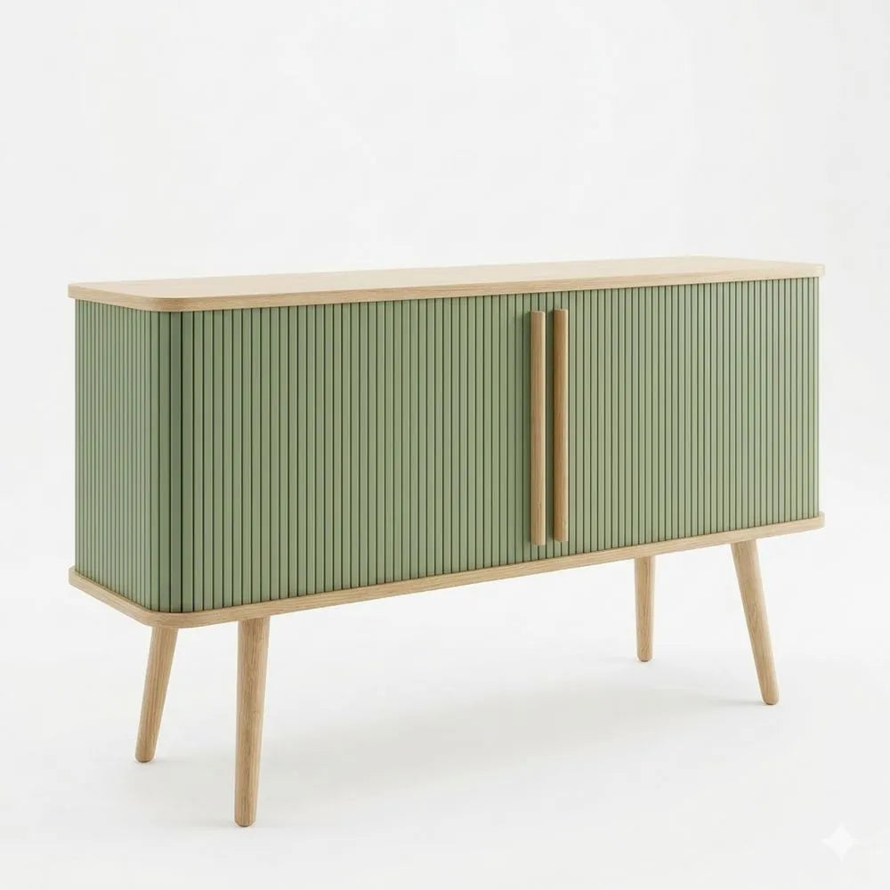 Sideboard mit Grünen Türen und Verstellbaren Einlegeböden, 135 cm