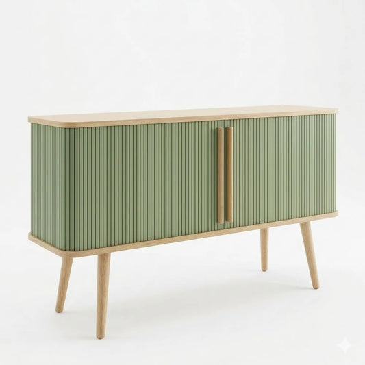 Sideboard mit Grünen Türen und Verstellbaren Einlegeböden, 135 cm